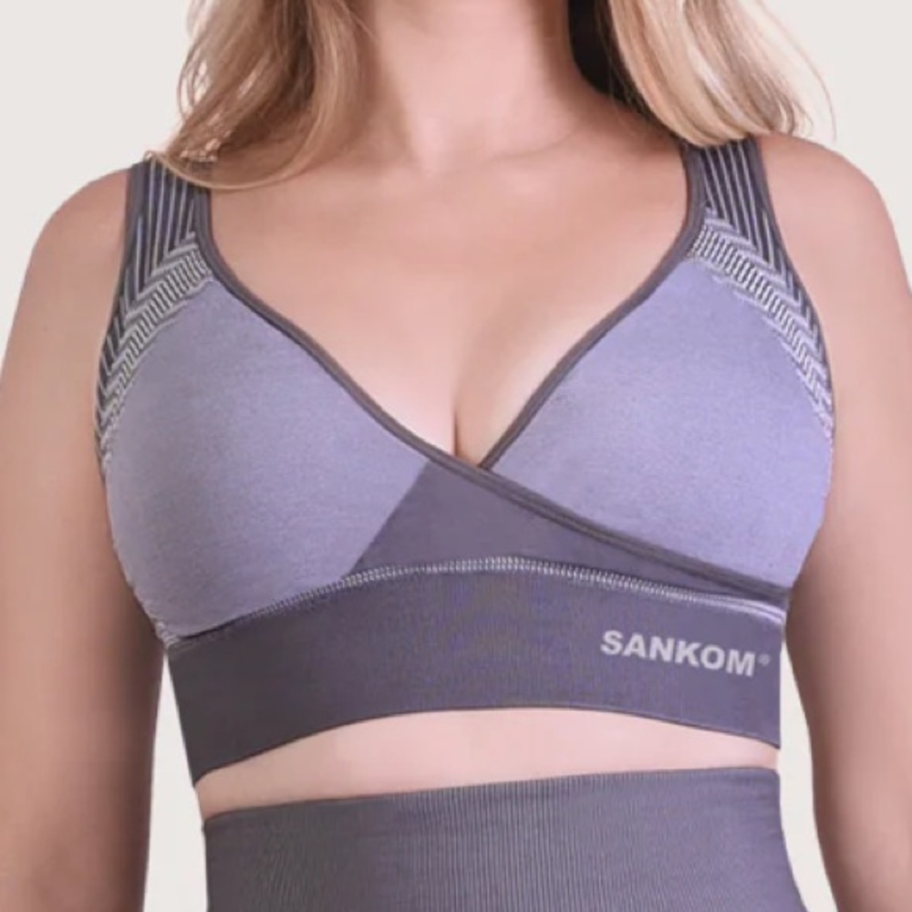 NWT!‎ Women’s Sankom Bamboo Crossover Gray Bra